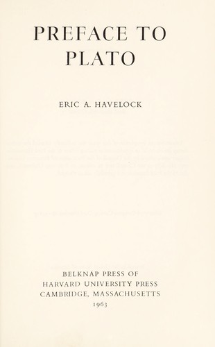 Preface to Plato