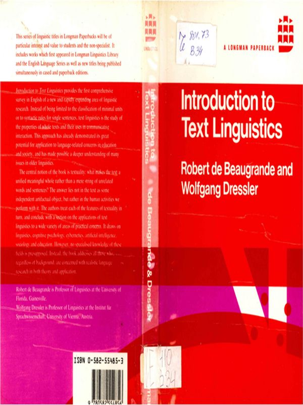 Introduction to Text Linguistics