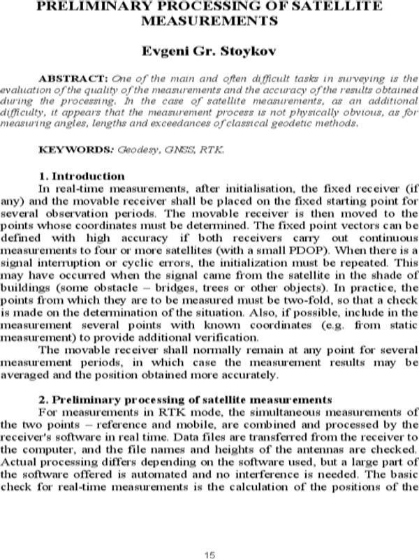 Preliminary processing of satellite measurements