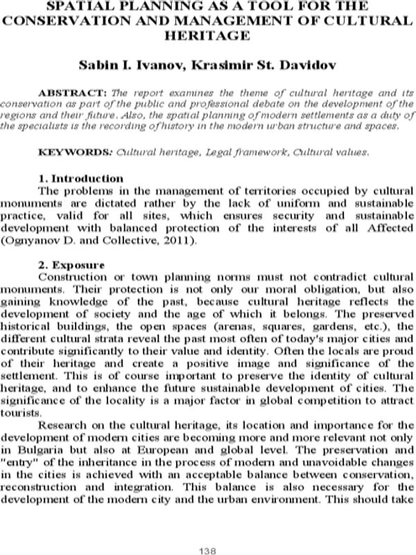 Spatial planning as a tool for the conservation and management of cultural heritage