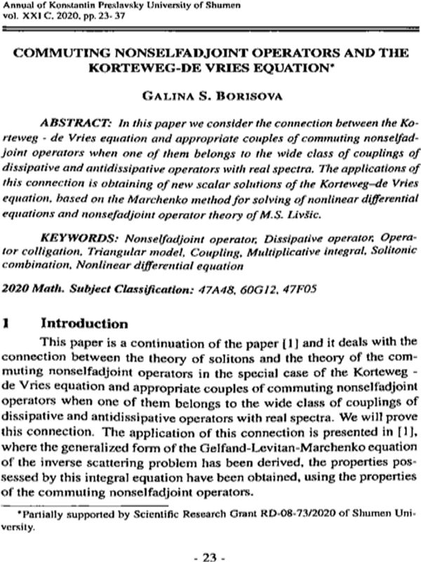 Commuting nonselfadjoint operators and the korteweg-de vries equation