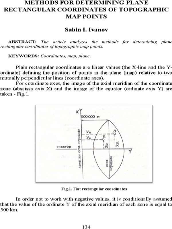 Methods for determining plane rectangular coordinates of topographic map points