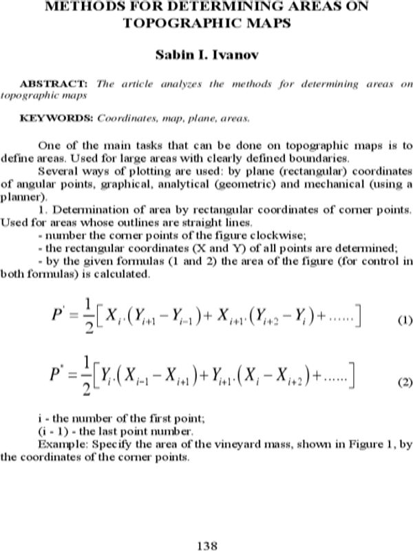 Methods for determining areas on topographic maps