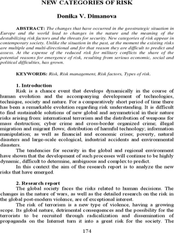 New categories of risk