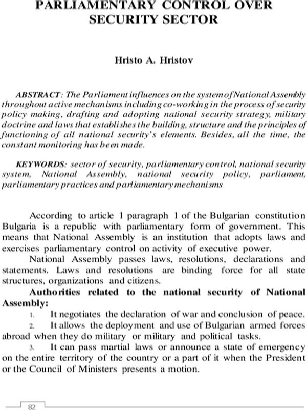 Parliamentary control over security sector