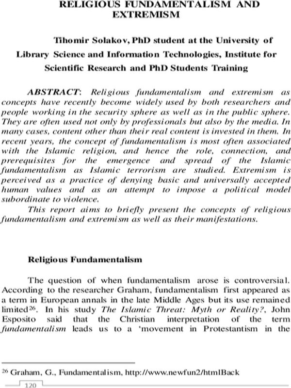 Religious fundamentalism and extremism