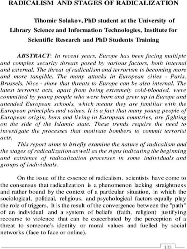 Radicalism and stages of radicalization