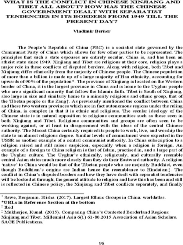 What i the conflict in chinese Xinjiang and Tibet all about? How has the chinese government dealt with separatist tendencies in its borders from 1949 till the present days?