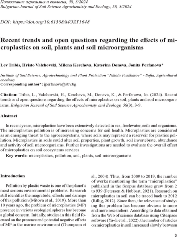 Recent trends and open questions regarding the effects of microplastics on soil, plants and soil microorganisms