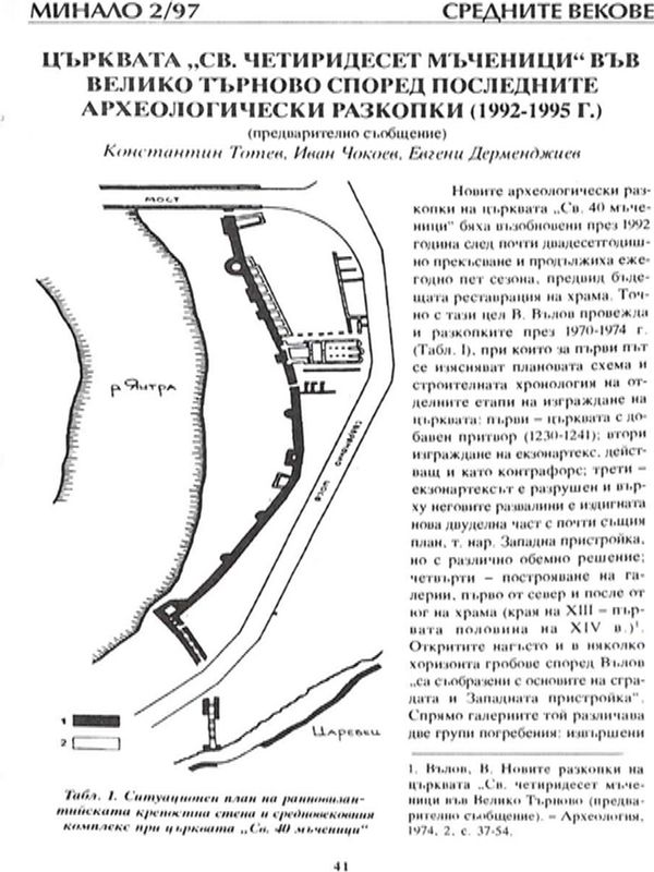 Църквата "Св. четиридесет мъченици" във Велико Търново според последните археологически разкопки (1992 - 1995 г.)