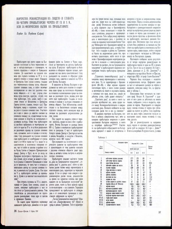 Портретна реконструкция на лицето и главата по четири прабългарски черепа от ІХ и Х в., или за физическия облик на прабългарите