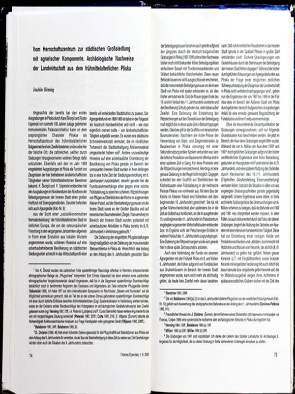 Vom Herrschafszentrum zur stadtischen Grobsiedlung mit agrarischer Komponente. Archaologische Nachweise der Landwirtschaft aus dem fruh mittelalterlichen Pliska