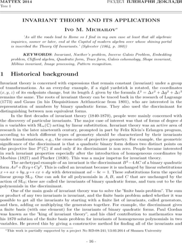 Invariant  theory and its applications