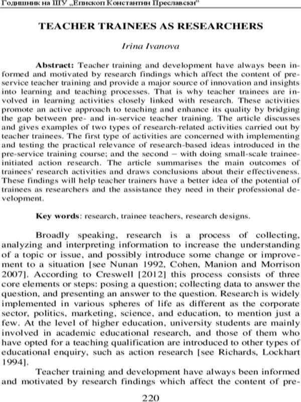 Teacher trainees as researchers