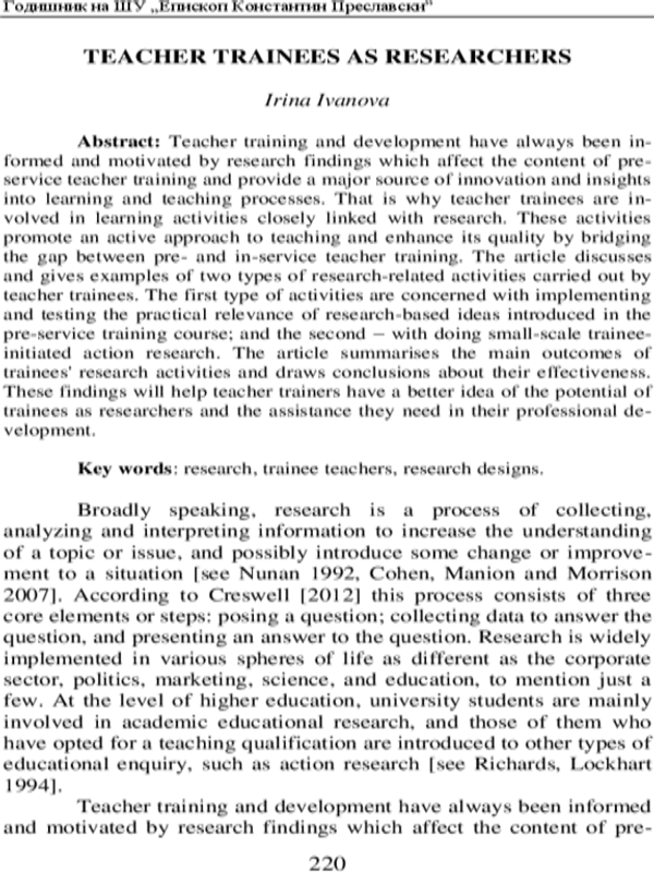 Teacher trainees as researchers