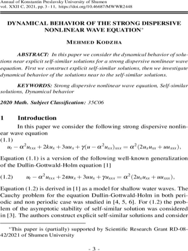 Dynamical behavior of the strong dispersive nonlinearwave equation