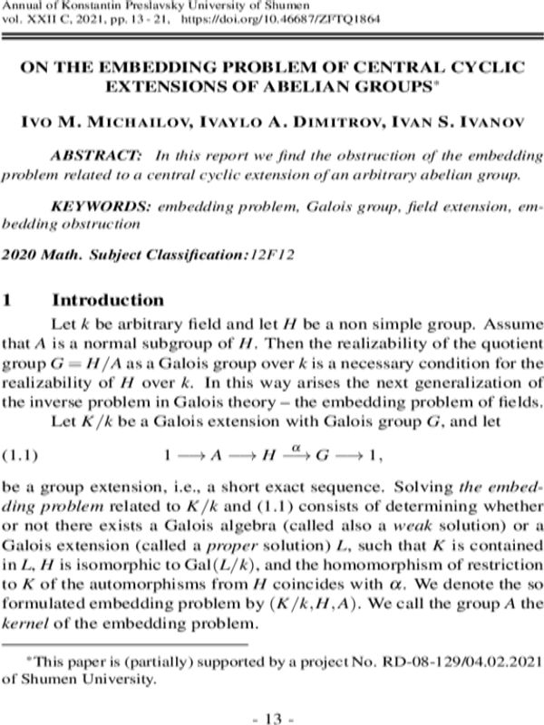 On the embedding problem of central cyclic extensions of abelian groups
