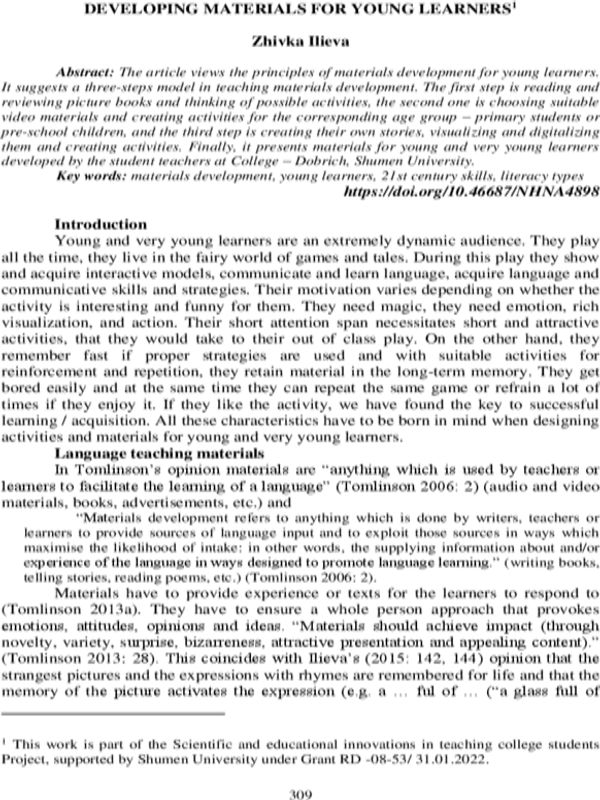 Developing materials for young learners