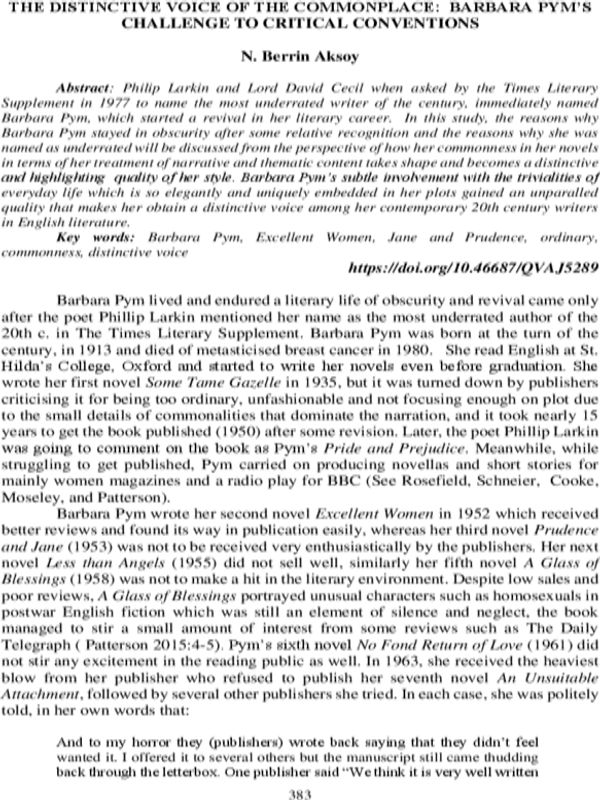 The distinctive voice of the commonplace