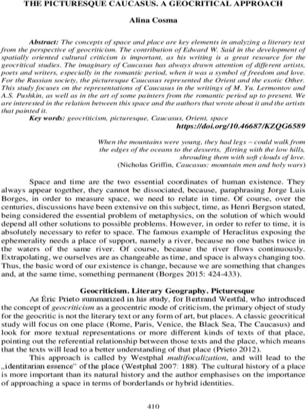 The picturesque caucasus. A geocritical approach