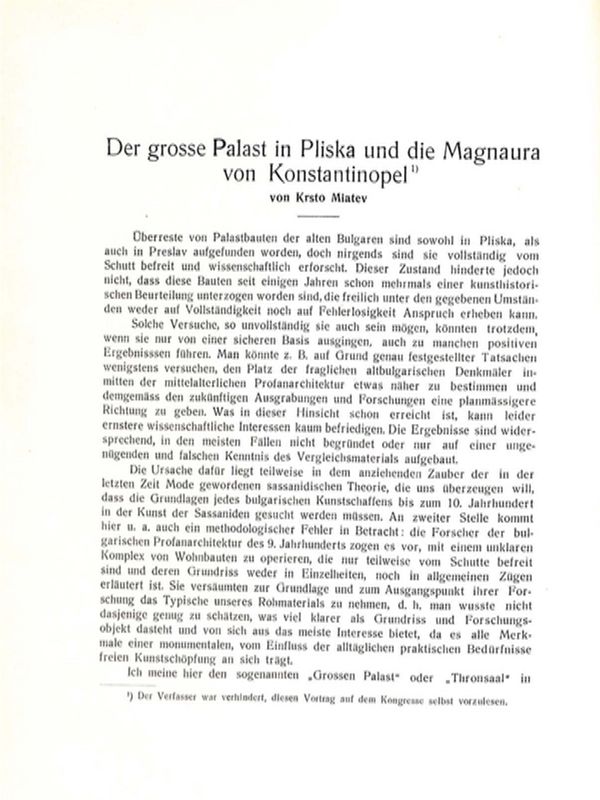 Der grosse Palast in Pliska und die Magnaura von Konstantinopel