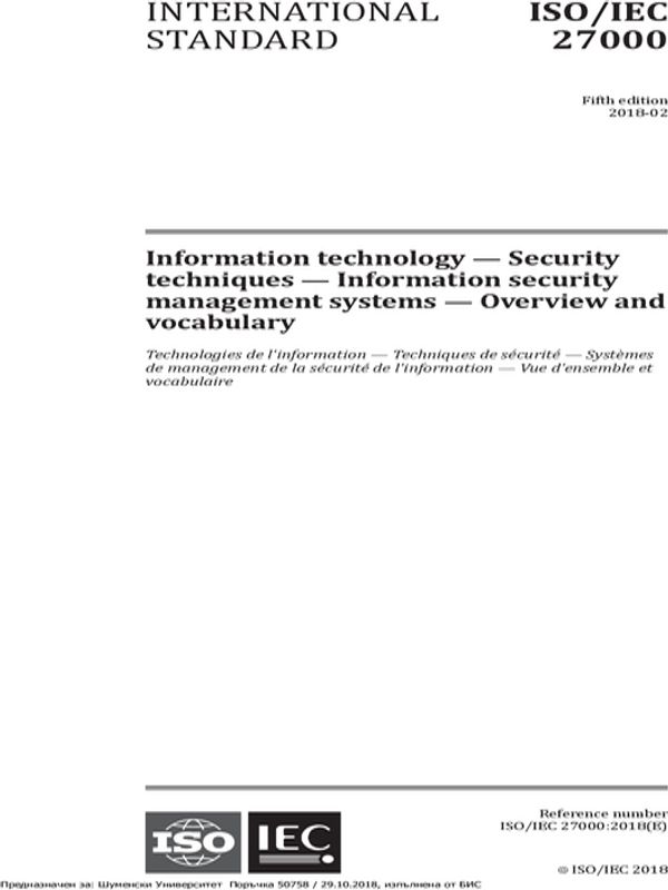 Information technology - Security techniques - Information security management systems - Overview and vocabulary